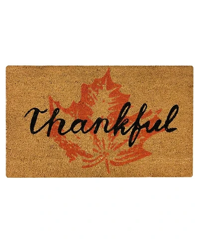 Kate Aurora Fall Harvest Thankful Leaf Bristled Outdoor Welcome Mat