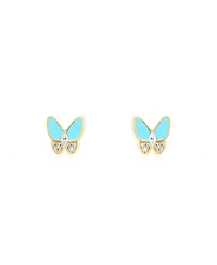 The Lovery Turquoise Cz Butterfly Stud Earrings 14K Gold-Plated Sterling Silver