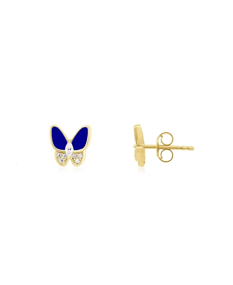 The Lovery Lapis Cz Butterfly Stud Earrings 14K Gold-Plated Sterling Silver