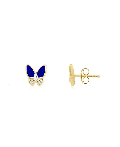 The Lovery Lapis Cz Butterfly Stud Earrings 14K Gold-Plated Sterling Silver
