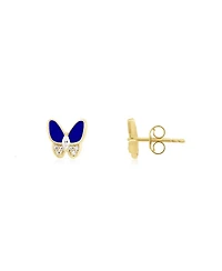 The Lovery Lapis Cz Butterfly Stud Earrings 14K Gold-Plated Sterling Silver