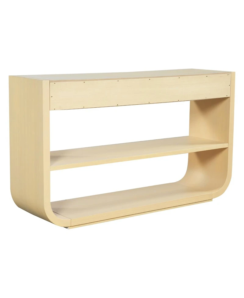 Streamdale Furniture Modern Curved Console Table with 3 Drawers and 2 Shelves, Solid Wood Base