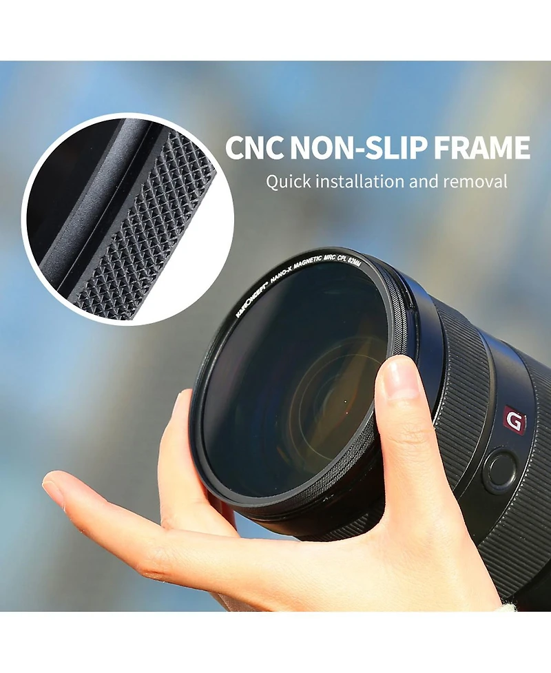 K&F Concept 3 Piece Magnetic Lens Filter Kit with Mcuv, Cpl and ND1000 Hd Filters