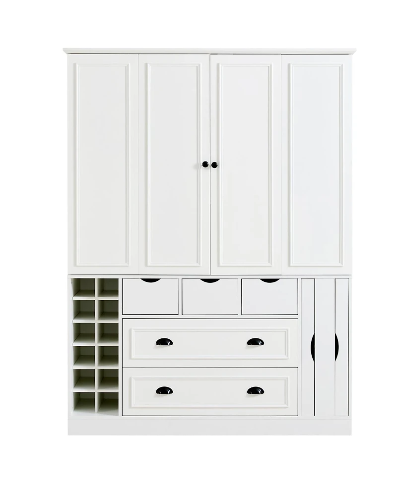 Streamdale Furniture Farmhouse 71''H Large Kitchen Pantry with Power Outlet and 4 Foldable Doors