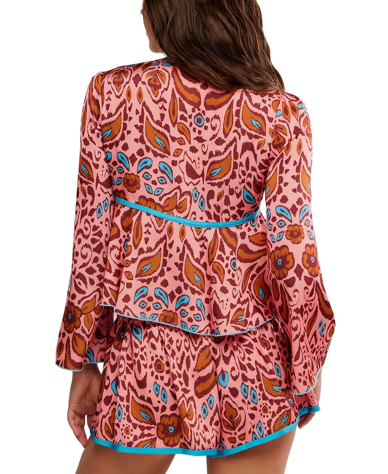 Free People Women's Bed to Brunch V-Neck Top and Shorts, 2-Piece Set