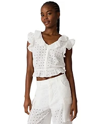 Steve Madden Women's Mayra Ruffled V-Neck Top