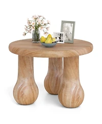 Gymax 24'' Small Solid Mahogany Wood Coffee Table With Thickened Top Column Legs for Porch