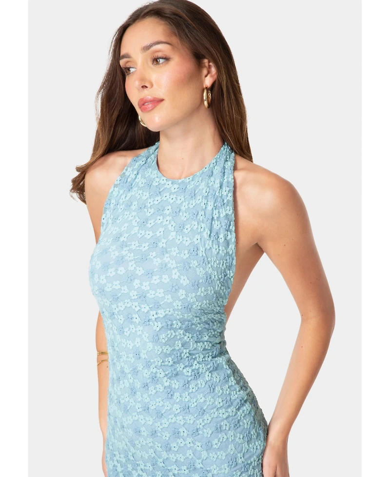 Bebe Womens Daisy Lace High Neck Cowl Maxi Dress