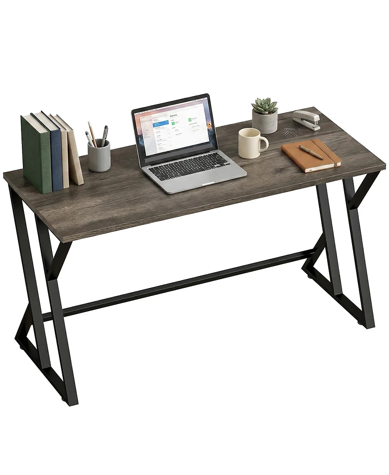 Homcom 55 Inch Computer Desk, Industrial Writing Desk with Z-Shaped Leg