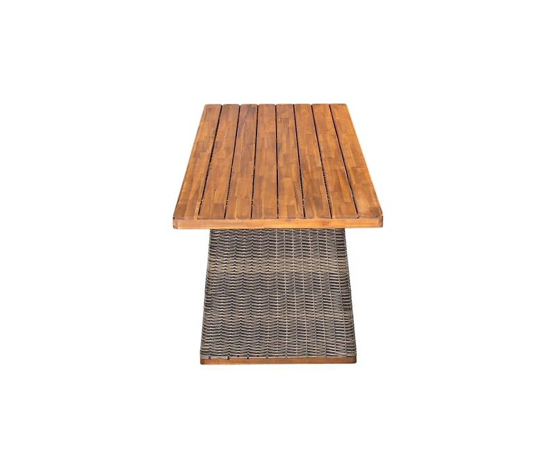 sumyeg Outdoor Acacia Wood Dining Table with Wicker Accent