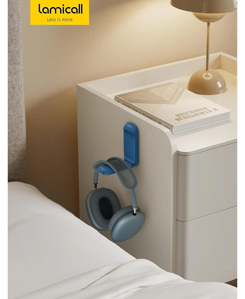 Lamicall Foldable Headphone Stand, Holder Hook Mount, Adhesive Hanger Clip Under Desk
