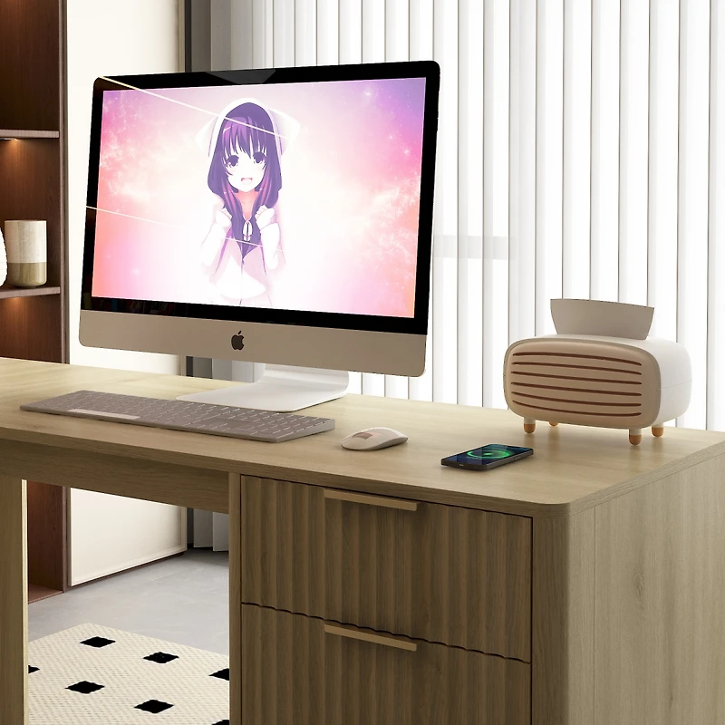 Streamdale L-Shaped Computer Desk with Drawers, Bookshelf, and Storage