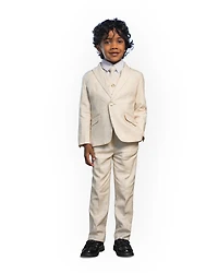 Peanut Butter Collection Toddler Boys Oasis Safari Linen 5-Piece Shirt, Tie, Jacket, Vest and Pants Suit Set