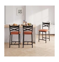 homfan Modern Pu Upholstered Dining Chairs Set of 4 - Metal Bar Stools with Backrest - Comfortable, Sturdy, Ideal for Kitchen or Counter