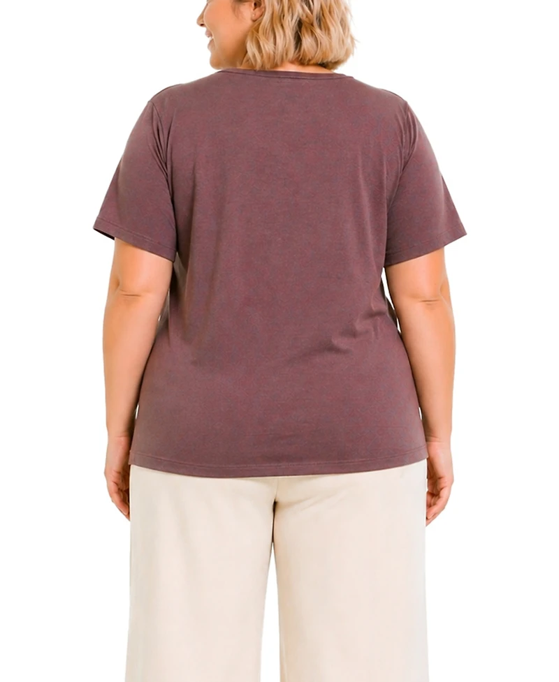 Coin 1804 Plus Python Mesh Inset V-Neck Top