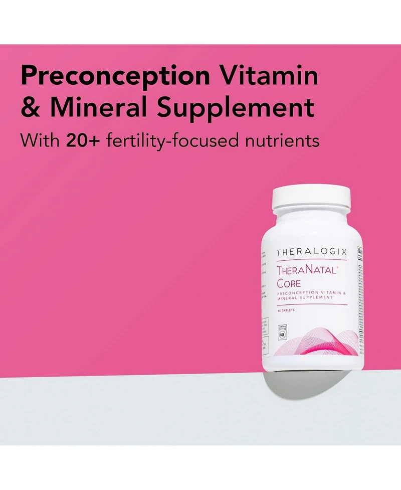 Theralogix TheraNatal Core Preconception Vitamin Supplement -90-Day Supply - Fertility Support with Folate, Vitamin D3, Choline & More