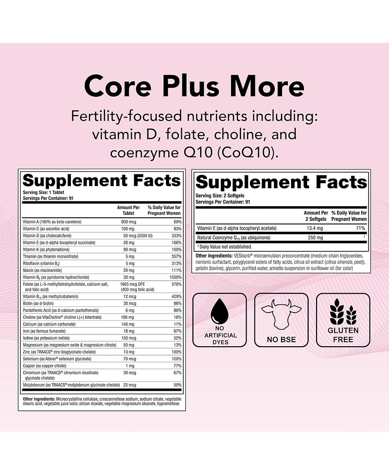 Theralogix TheraNatal OvaVite Preconception Vitamins -13-Week Supply - Prenatal Vitamins and Fertility Supplement for Women with CoQ10