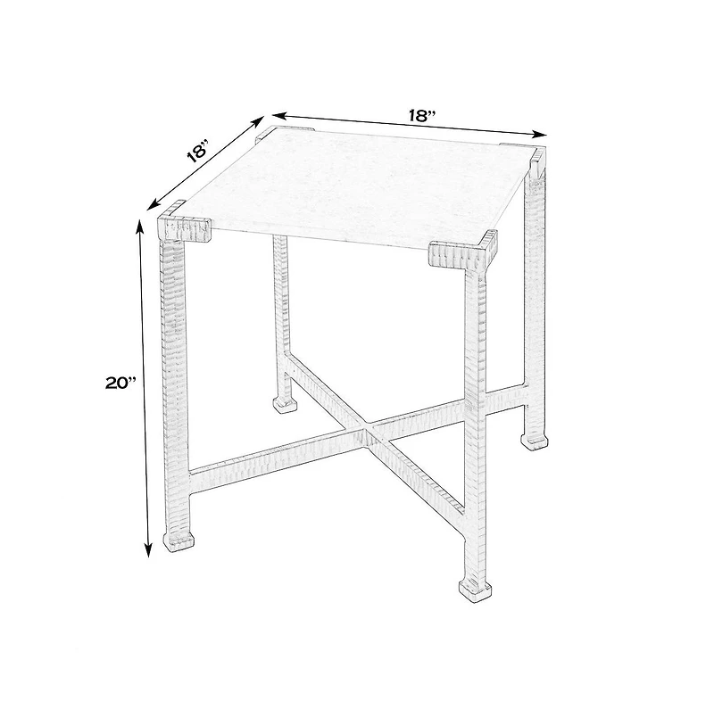 Butler Specialty Loric 18 in. W Square Iron and Marble Side Table