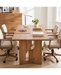 Tribesigns Solid Wood Conference Table, Modern Farmhouse Rectangular Meeting Table With Unique Open Legs For Conference Room, Home Office