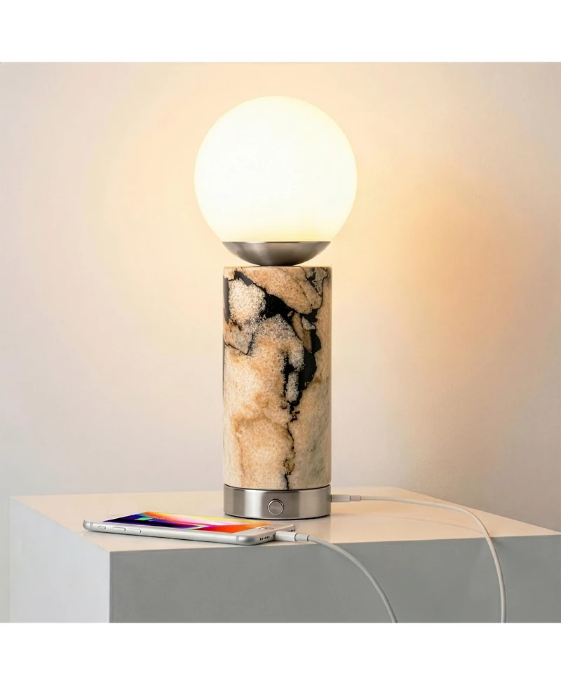 Aspen 14.5" Dimmable Led Marble Table Lamp with Usb Port