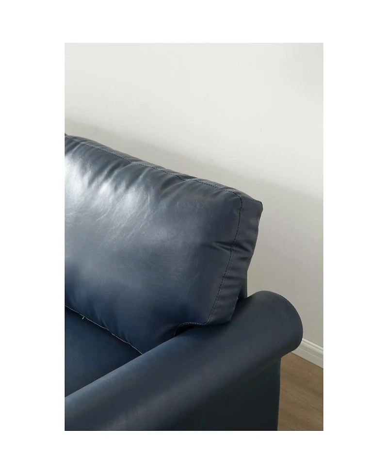 Streamdale Furniture Faux Leather Chesterfield Sofa with Nailhead Trim and 2 Pillows
