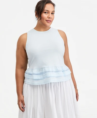 On 34th Trendy Plus Ruffle-Hem Square-Neck Tank, Macy's Exclusive