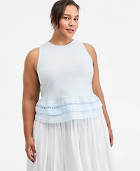On 34th Trendy Plus Ruffle-Hem Square-Neck Tank, Macy's Exclusive