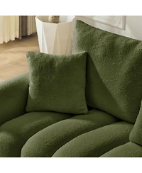 Streamdale Furniture Faux Leather Chesterfield Sofa with Nailhead Trim and 2 Pillows