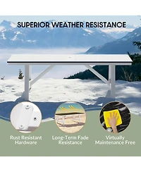 WestinTrends 90" Hdpe Rectangle Outdoor Patio Dining Table With Umbrella Hole and Metal Frame