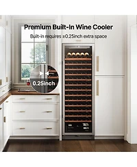 Ca'Lefort 24 inch Wine Cooler Refrigerator 166-Bottle,Freestanding/Built-In Wine Fridge 3LED stainless steel for Home/Office