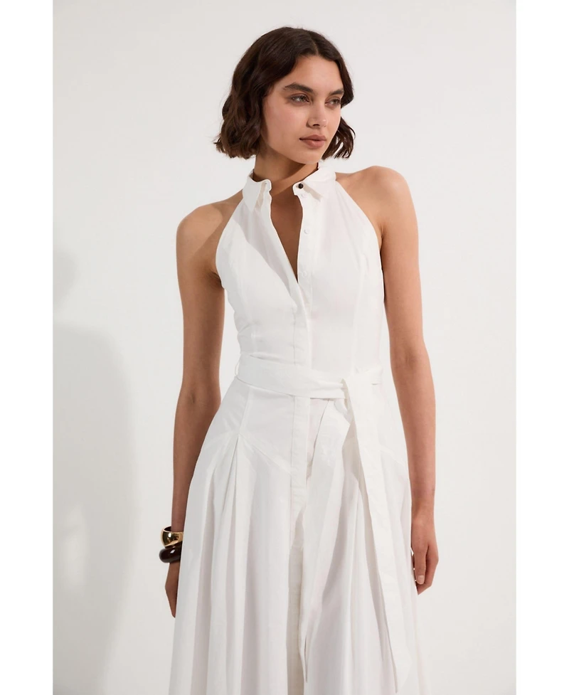 Karen Millen Women's Midi Shirt Dress With Dropped Waist