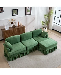 Streamdale Furniture Modern Chenille L-Shaped Sectional Sofa with Ruffled Skirt