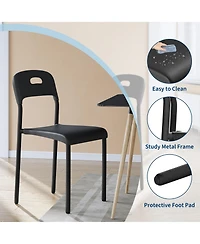 homfan Modern Stackable Plastic Dining Chairs Set of 2 - Ergonomic, Metal Legs, Waterproof and Mark-Resistant, Easy Assembly
