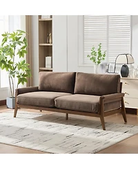 Streamdale Furniture Mid-Century Modern 3-Seater Velvet Sofa with Solid Wood Frame