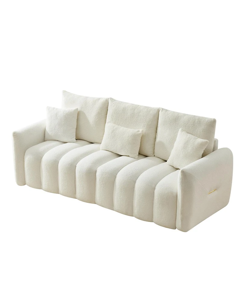 Streamdale Furniture Premium Teddy Fabric 3-Seater Sofa with Solid Wood Frame