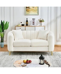 Streamdale Furniture Oversized Chenille 3 plus 2 Seater Sofa Set with Gold Metal Legs
