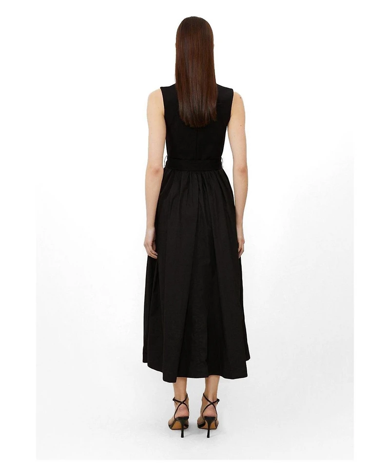 Karen Millen Women's Square Neck Belted Maxi Dress