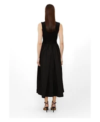 Karen Millen Women's Square Neck Belted Maxi Dress