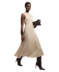 Karen Millen Women's Pointelle Frill Sleeve Knit Midi Dress