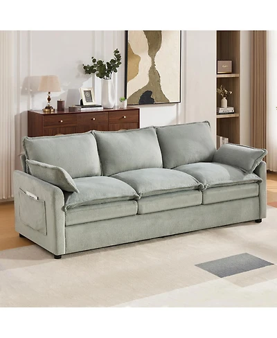 Streamdale Furniture Modern 3-Seater Plush Upholstered Sofa with Side Storage Pockets
