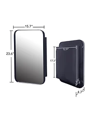 Phying Recessed Metal Framed Medicine Cabinet with Mirror and Adjustable Shelves Black Wall Mirror with Storage for Bathroom