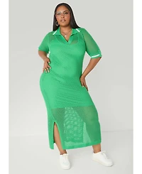 Ashley Stewart Women's Open Knit Maxi Dress