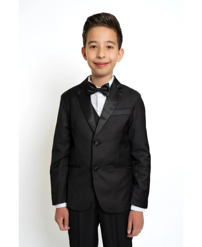 Peanut Butter Collection Boys Slim Fit 5-Piece Shirt, Bowtie, Jacket, Vest and Pants Tuxedo Set