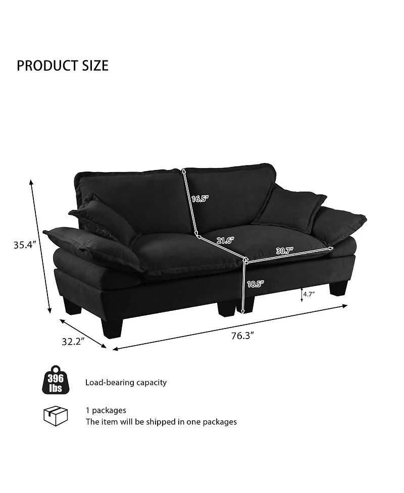 Streamdale Furniture Chenille Sailboat 2-Seater Modular Loveseat with Curved Armrests