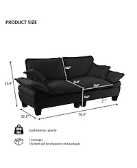 Streamdale Furniture Chenille Sailboat 2-Seater Modular Loveseat with Curved Armrests