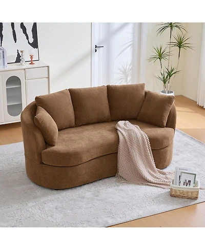 Streamdale Furniture Wide Modern Curved Plush Chenille Sofa with 4 Removable Cushions