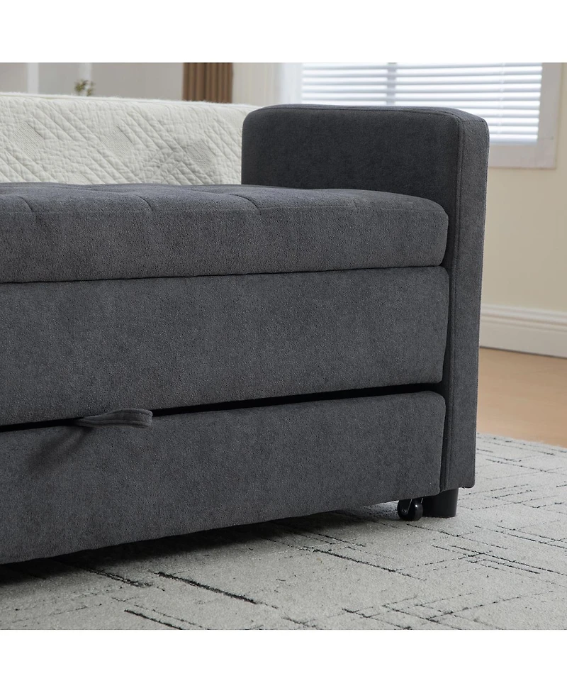Streamdale Furniture Modern Upholstered Storage Bench with Rolled Arms