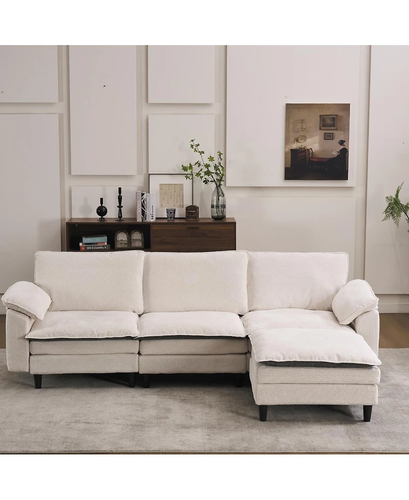 Streamdale Furniture Two-Tone L-Shaped Modular Sectional Sofa with Ottoman
