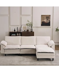 Streamdale Furniture Two-Tone L-Shaped Modular Sectional Sofa with Ottoman