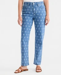 Style & Co Women's Printed High-Rise Natural Straight-Leg Jeans, Macy's Exclusive